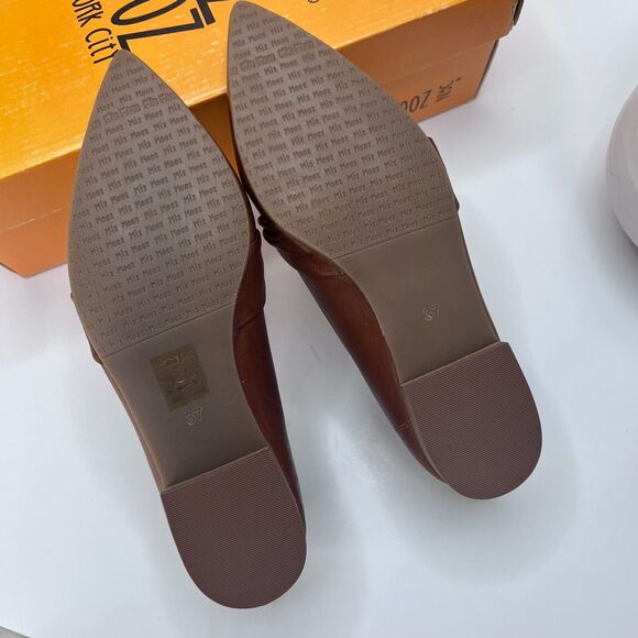 Miz Mooz New York Jude Pointed Toe Leather Flat Brandy Women's EU 37/6.5 NWB - Picture 8 of 10
